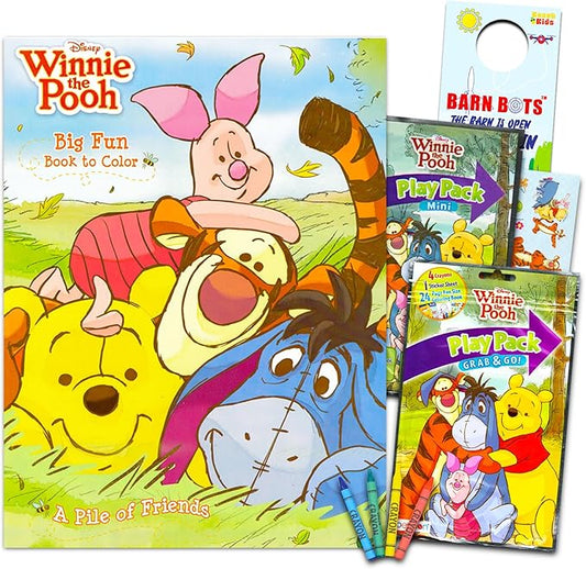 Winnie The Pooh Coloring Book Activity Set for Kids - Bundle with Winnie The Pooh Coloring Book, Regular and Mini Play Packs, More | Winnie The Pooh Themed Gifts