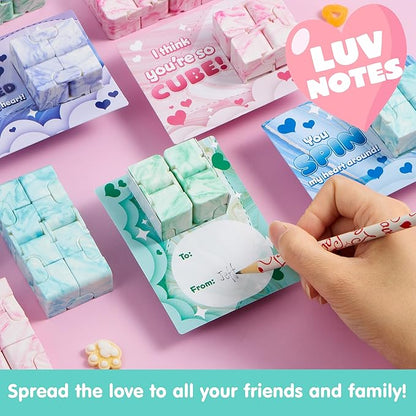 JOYIN 28 PCS Valentine's Day Gift Cards with Infinity Magic Toys, Relaxing Hand-Held Fidget Toys for Kids, Valentine's Day Gifts, Valentine Party Favors Toys Classroom Exchange and Goodie Bag Stuffers