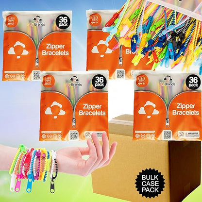 UpBrands 80 x 36 Packs Bulk Quiet Fidget Toys – Friendship Zipper Bracelets, 7.5” Sensory Kit for Businesses, Schools, Churches, Vending Machine Toys, Nonprofits, and Community Events