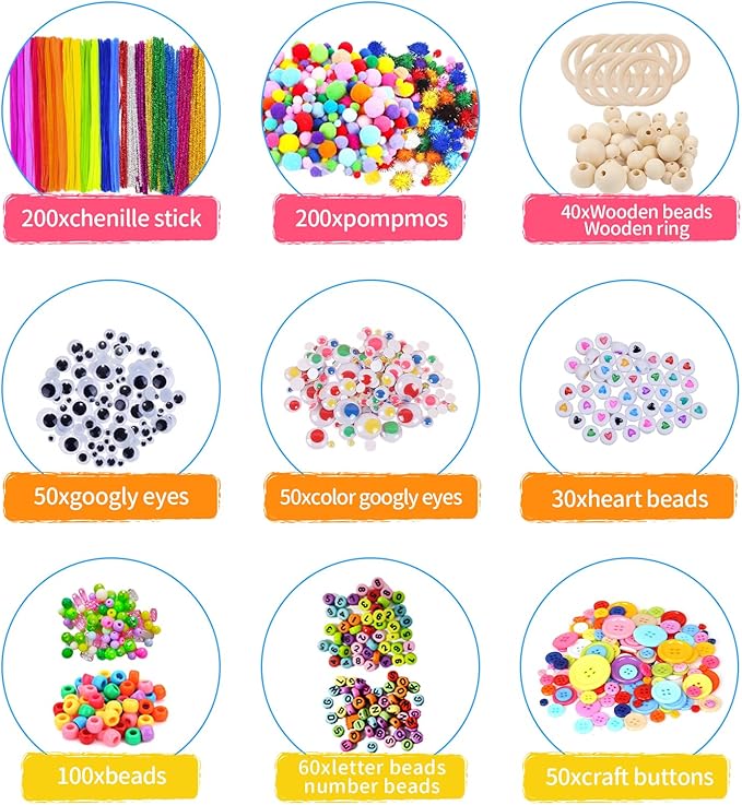 Itopstar 3000+ Kids Arts and Crafts Supplies for Kids Girls Ultimate Crafting Supply Set in Portable 3 Layered Plastic Art Box All in One for Craft DIY Art Supplies Crafts for Girls 8-12