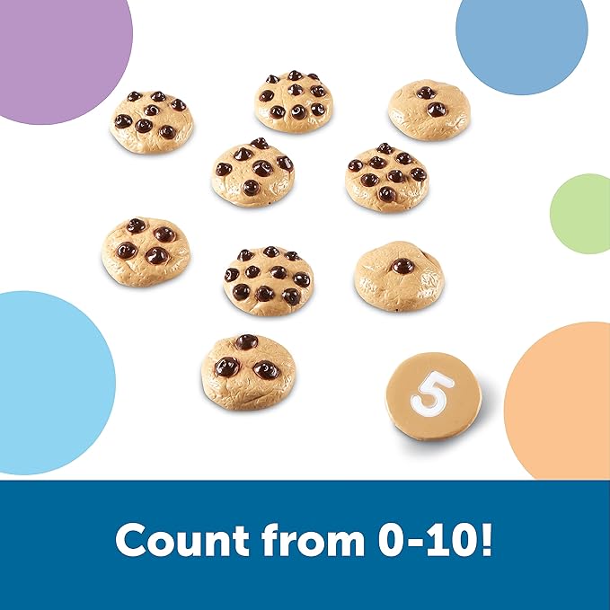 Learning Resources Smart Counting Cookies - 13 Pieces, Ages 18+ Months Toddler Counting & Sorting Skills, Toddler Math Learning Toys, Play Food for Toddlers, Chocolate Chip Cookies