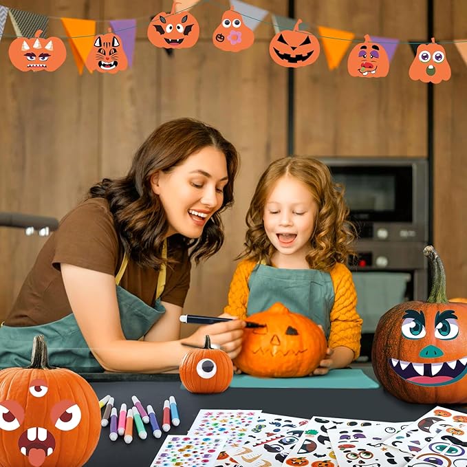 334 Pcs Fall Halloween Foam Pumpkin Crafts, 36 Set Halloween Crafts Foam Pumpkin Stickers DIY Fall Halloween Decorations Ornaments Classroom Party Favor Supplies Activities