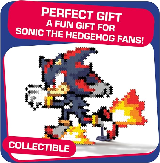 Jixelz Remix Sonic The Hedgehog Craft Kit - Running Shadow - No Heat or Glue Required - STEM Building Toys - Pixel Art for Bedroom or College Dorm Room Decor - 700+ Pieces - Ages 8 Years and Up