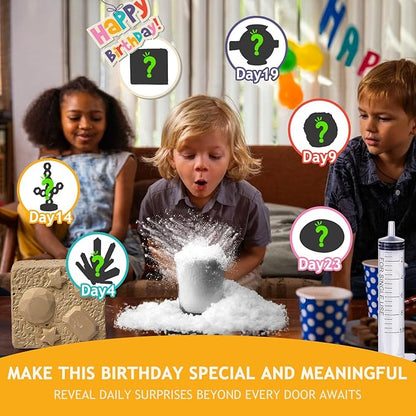 Japace My Birthday Countdown Calendar for Kids, Science Kit with 24 Days of Fun Experiments, A Unique Present for Birthday & Advent, Creative STEM Gift Ideas for Boys and Girls