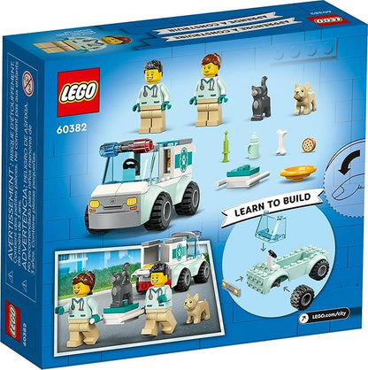 LEGO City Vet Van Rescue 60382, Toy Animal Ambulance, Learning Toy Playset for Kids 4 Plus Years Old with 2 Veterinary Minifigures, Dog & Cat Figures