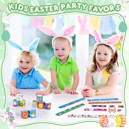 Easter Slap Bracelets for Kids 36PCS Easter Basket Stuffers for Kids Bulk Snap Bracelet Easter Party Favors Supplies Easter Egg Fillers Toys Goodie Bag Stuffers Toy Gifts for Student Classroom Prizes