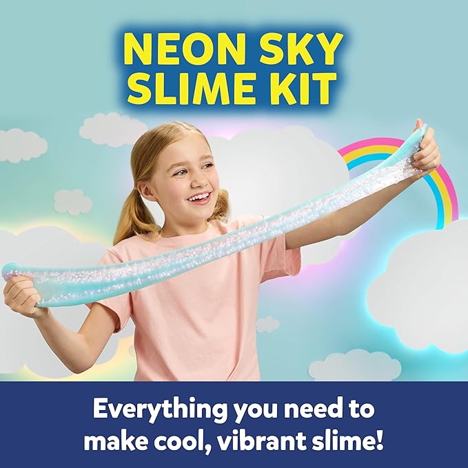 Elmer’s Neon Sky Slime Kit, Slime Supplies Include Transparent Color Liquid Glue, Crunchy Slime Activator, Cherry Limeade Slime Activator, 4 Count