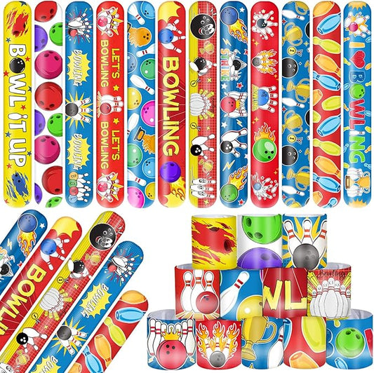 48 PCS Bowling Slap Bracelets Party Favors Bowling Wristbands Bracelets Goodie Bag Fillers for Bowling Birthday Decorations Supplies for Class Reward Prizes Gift for Kids Party Favors Birthday Gifts