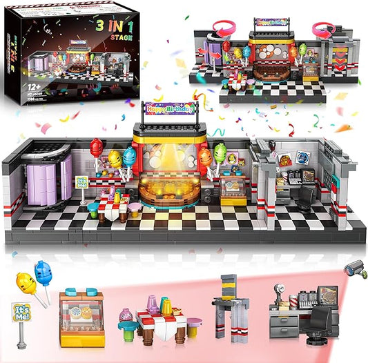 Five Nights Security Room Building Block Toy for Boys Age 8-12, Security Room Fredy Building Set Five Nights Game Toys Merch Suitable for Halloween Birthday Gift, 1388Pcs