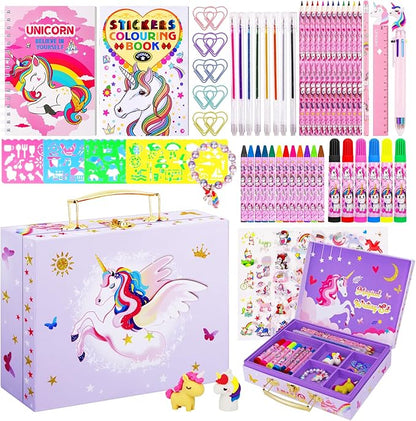 homicozy Art Supplies for Kids,66PCS Drawing Kits with Unicorn Storage Case for Girls Age 4-12,Coloring Art Case,Crayon,Colored Pencils,Coloring Book Sketch Book Drawing Stuff,Gift Toys for Girls 4 Up