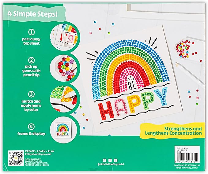 Rainbow & Blooms Gem Art Kit - 1100+ pc Set, DIY Craft Project, Create Art That Sparkles, No-Mess Peel & Stick, Kids Ages 6+