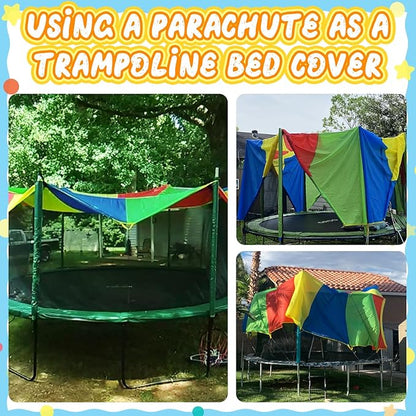 Sonyabecca Parachute, Play Parachute 10ft 12ft 16ft with 12 Handles 20ft 24ft with 16 Handles for Kids Cooperation Group Play