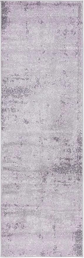SAFAVIEH Adirondack Collection Runner Rug - 2'6" x 6', Light Grey & Purple, Modern Abstract Design, Non-Shedding & Easy Care, Ideal for High Traffic Areas in Living Room, Bedroom (ADR130M)