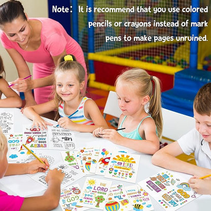 24Pcs Religious Coloring Books - Bible Verses DIY Color-in Pages Booklet Bulk Drawing Holiday Christian Theme Activity Supplies for Sunday School Classroom Rewards Artwork Gift for Kids