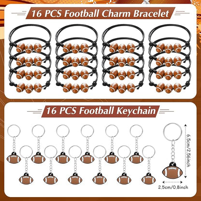 Aoriher 162 Pcs Football Party Favors, Football Party Gift Goodie Bag Fillers Foam Footballs Tattoo Stickers Keychains Stickers Charm Bracelets Sport Wristband Pull Back Cars for Party Supplies