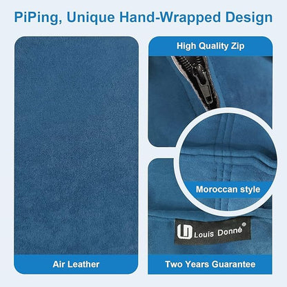 Louis Donné Unstuffed Pouf Ottoman, Square Supersoft Pouf Cover with Storage Solution, Foot Stool for Living Room, Home Decor, Christmas Decoration, 17x17 - Blue (Only Cover)