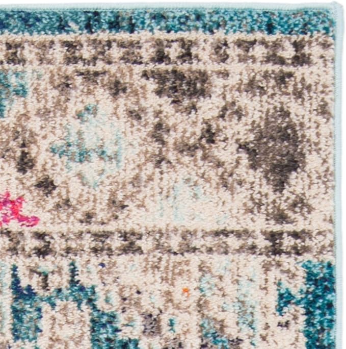 SAFAVIEH Madison Collection Runner Rug - 2'2" x 12', Dark Blue & Yellow, Boho Diamond Distressed Design, Non-Shedding & Easy Care, Ideal for High Traffic Areas in Living Room, Bedroom (MAD418N)