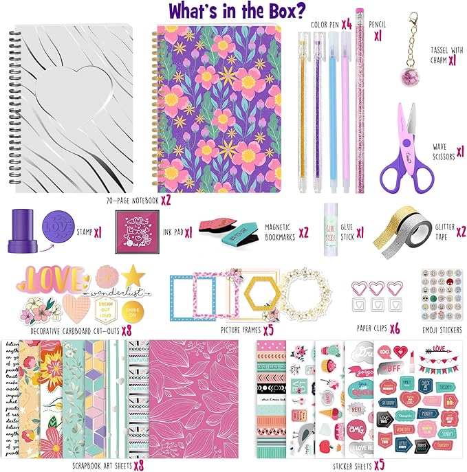 LAOESE 2-Pack DIY Journal Kit for Girls - Birthday Easter Gifts for Girls 8 9 10 11 12 13 14 Years Old - Arts & Crafts for Teen Girl Gifts Trendy Stuff - Scrapbook & Diary Supplies Toys Set