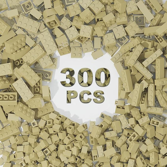 300 Pcs Classic Building Bricks, Apricot Yellow Bulk Bricks,Compatible with Lego and Major Brands Parts and Pieces, Creative Building Block Toys for Boys Girls Ages 6 7 8 9 10 Year Old