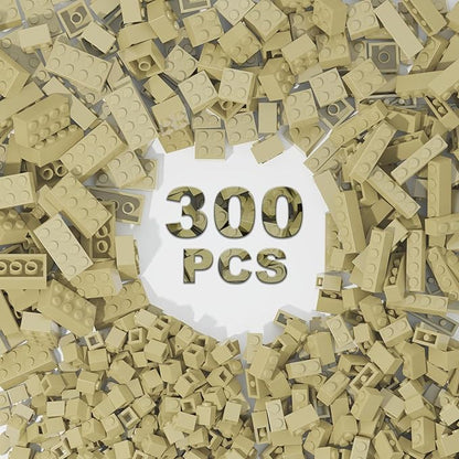 300 Pcs Classic Building Bricks, Apricot Yellow Bulk Bricks,Compatible with Lego and Major Brands Parts and Pieces, Creative Building Block Toys for Boys Girls Ages 6 7 8 9 10 Year Old