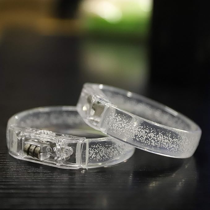 Flashing LED Light up Bracelets, Colorful Blinking Glow Wristbands Party Favors Toys Supplies for Birthday, Parties, Carnivals, Clear Case 12 Pack