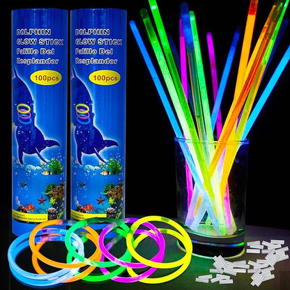 Glow Sticks 500 Bulk Pack - 100 Pcs Per Pack - 12 Hour Glow Stick - 8" Necklace Bracelet and Glasses Party Favors - Thanksgiving and Christmas Party - Outdoor Concerts - Festivals - Nighttime Sport