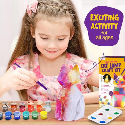 Paint Your Own Cat Lamp Kit, Art Supplies Arts & Crafts Kit, Painting kit for Kids 6-12, Arts and Crafts for Kids Ages 8-12, Toys Girls Boy Birthday Gift Ages 3 4 5 6 7 8 9 10 11 12+