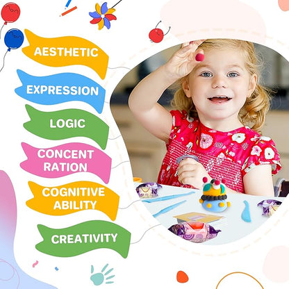 Air Dry Clay 50 Colors, Modeling Clay for Kids, DIY Model Magic Clay, Molding Clay Kit with Sculpting Tools, Non-Sticky Soft and Super Light, Arts and Crafts Gift for Boys Girls Kids.