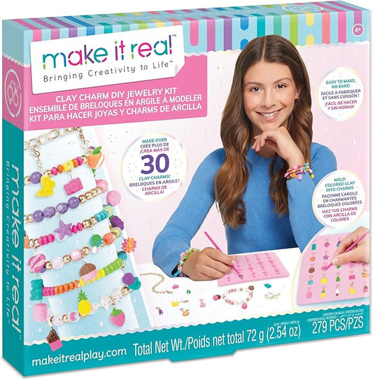 Make It Real:Clay Charm DIY Jewelry Kit - Make 30+ Clay No Bake Charms to Attach to Your Chain, Arts & Crafts, Girls & Kids Ages 8+