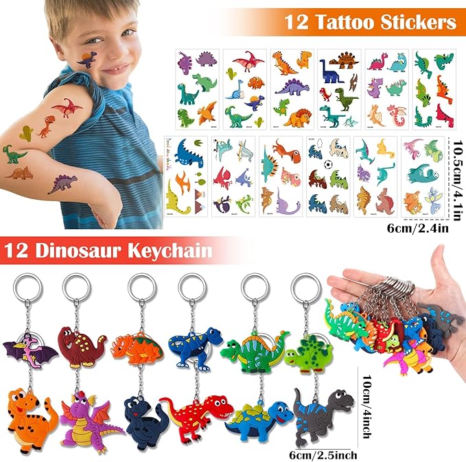 Golray Dinosaur Party Favors Birthday Supplies Gift Box Dino Egg Model Puzzle Mask Stamper Slap Bracelet Keychain Tattoo Sticker Goody Bag Stuffer Pinata Filler 102Pcs Boy Kids Dinosaur Party Supplies