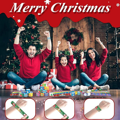 Christmas Slap Bracelets 48Pcs Christmas Party Favors for Kids Christmas Stocking Christmas Bracelets Christmas Party Supplies Christmas Gifts for Class Kids Goodie Bag Fillers Toys for Kids