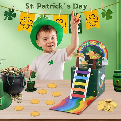 Leprechaun Trap Kit for Kids, St Patrick's Day Wood DIY Crafts Kit to Catch A Leprechaun, St Patricks Day Party Supplies Decorations Leprechaun Trap Toys Gifts for Kid Friends