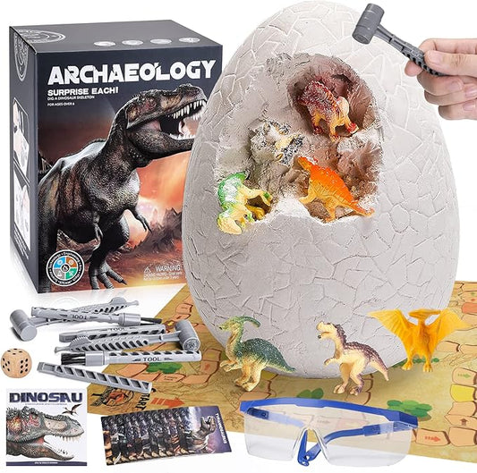 Jumbo Dino Egg Dig Kit, Dinosaur Toys for Kids 5-7 8-12 with 12 Dinosaurs, Dinosaur Toys for 5 6 7 8 Year Old Boy Birthday Gift, Dinosaur Eggs Excavation Gifts for 5 6 7 Year Old Boy Girl