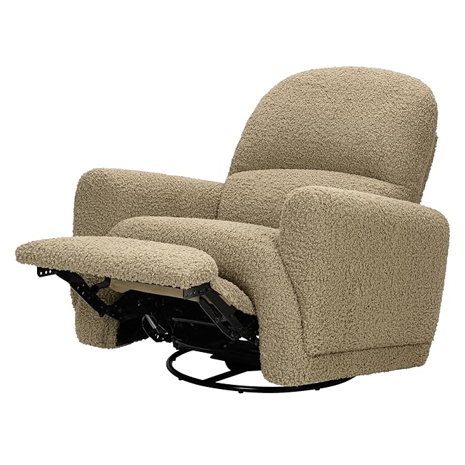 Babyletto Rainbow Recliner and Swivel Glider in Latte Teddy Loop, Greenguard Gold Certified and CertiPUR-US® Certified