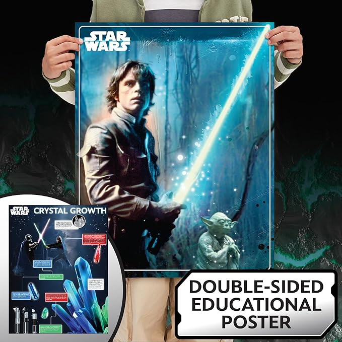 STAR WARS Glowing Crystals, Crystal Growing Kit with Light Up Display Stand, Grow 3 Colorful Crystals, Star Wars Toys, Gift for 8 Year Old Boy, Star Wars Merch, Star Wars Toys for Boys Age 8-12