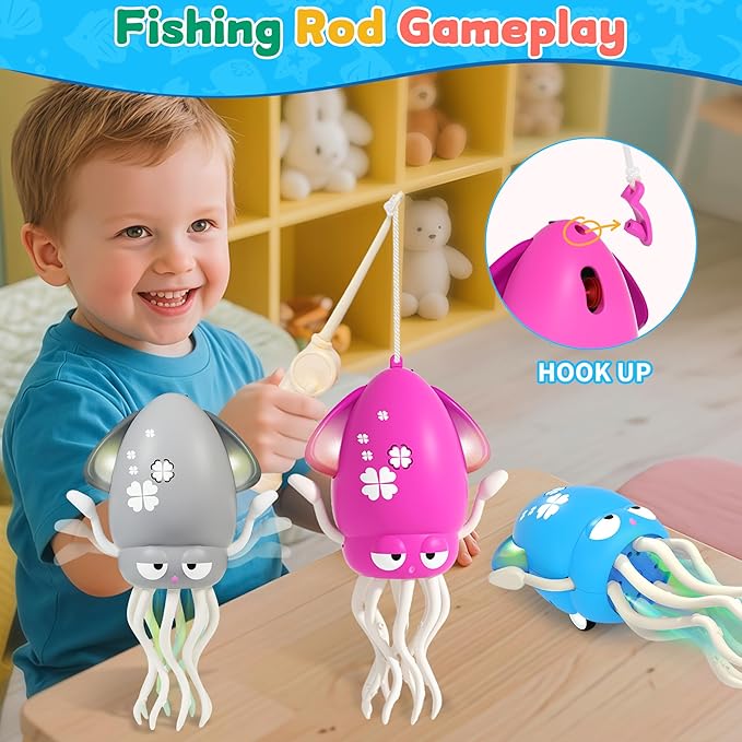 LZZAPJ Electric Dancing Octopus Light Music Suitable for 12-18 Months Old Baby Toys, Kid Crawling Squid Toys Suitable for Toddler Tummy time, Christmas for 1 2 3 4 5 6 Year Old Girl (Purple)