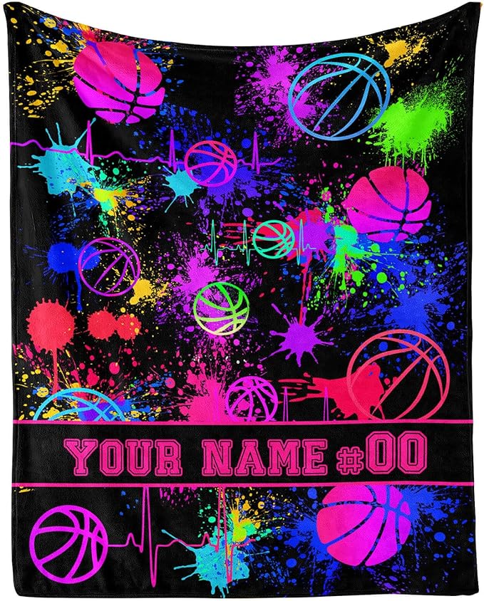 Custom Basketball Blanket - Soft Flannel Sports Basketball Blankets for Girls Boys Kids Pet Basketball Lovers - Warm Basketball Throw Blankets for All Season Sofa Lap, Chair - 40"x30"