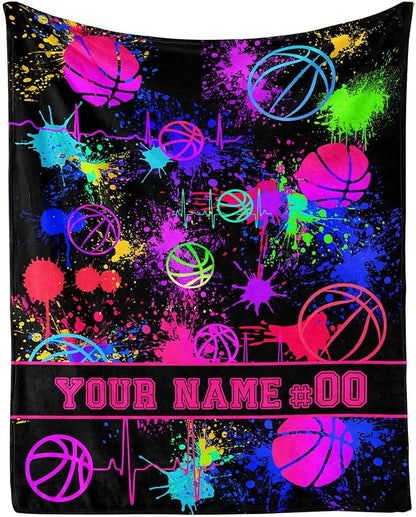 Custom Basketball Blanket - Soft Flannel Sports Basketball Blankets for Girls Boys Kids Pet Basketball Lovers - Warm Basketball Throw Blankets for All Season Sofa Lap, Chair - 40"x30"