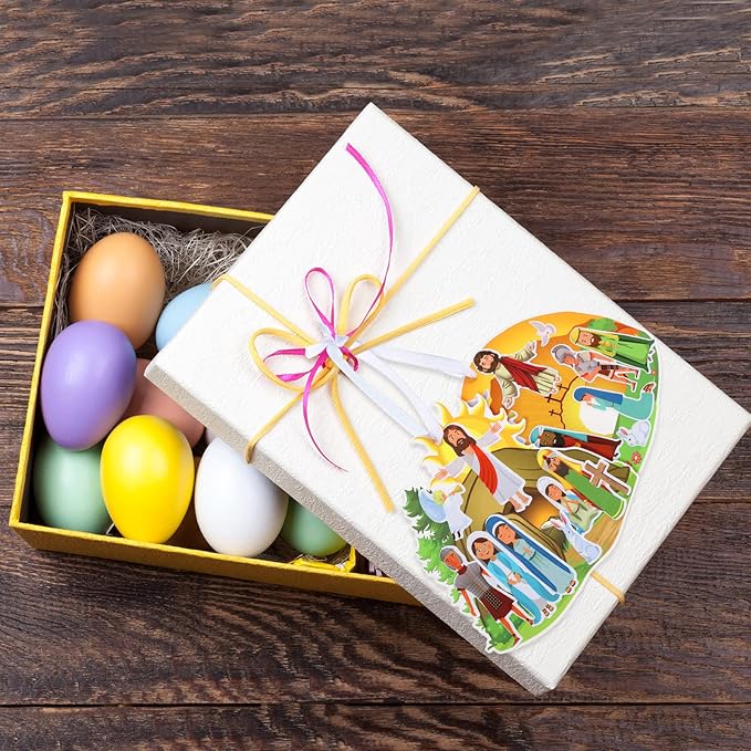 Civaner Make an Easter He Lives Sticker Scenes Religious Easter Stickers Craft Kit for Kids Resurrection Stickers Tree Ornaments Office Christian Jesus Stickers He is Risen Hanging DIY Art(16 Sets)