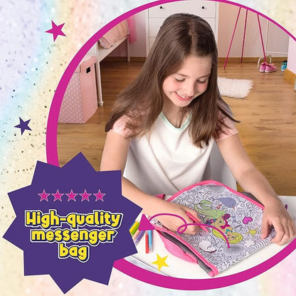 PURPLE LADYBUG Color Your Own Bag with 6 Markers Craft Set - Unique Mermaid Crafts for Girls Ages 6-8 & Mermaid Gifts for Girls, Craft Kits for Girls Ages 6-8, Girls Valentines Easter Gifts for Kids