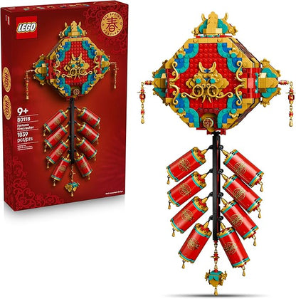LEGO Spring Festival Fortune Firecracker Kids Building Toy - Chinese New Year Toy for Boys & Girls, Ages 9+ - Play & Display Wall Art with Realistic Sound Effects - Gift Idea for Birthdays - 80118