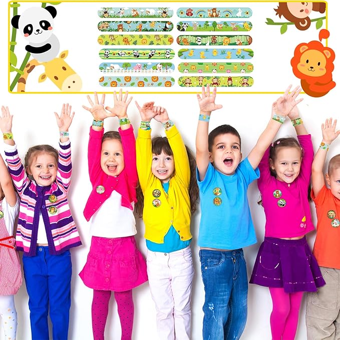 Wild Animals Party Favors, Jungle Safari Birthday Decorations, Animal Gifts Bags Keychain Mini Notepad Stickers Bracelets for Animal Party Supplies Kids Boys Girls