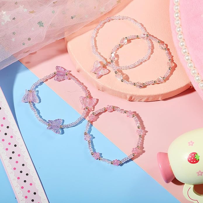 PinkSheep Toddler Jewelry Kids Jewelry Kids Necklace Choker and Bracelet 3 Pack 9pcs, Little Girls Jewelry In Box, Flower Girl Gift Kids Girls Accessories