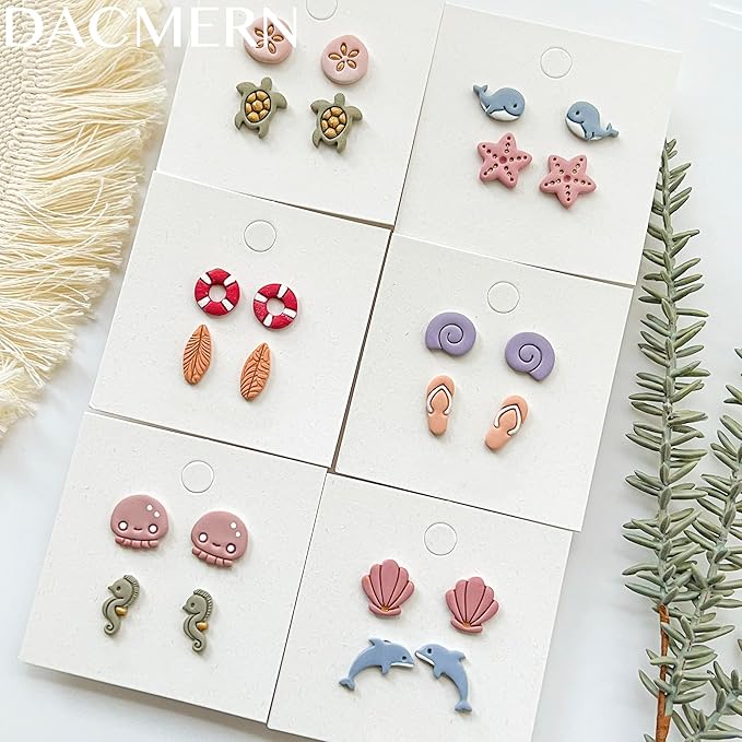 Dacmern 16PCs Summer Polymer Clay Cutters for Earring Making, Ocean Animal Clay Earring Cutters Set, Polymer Clay Earrings Tools and Kits for Clay Jewelry Making