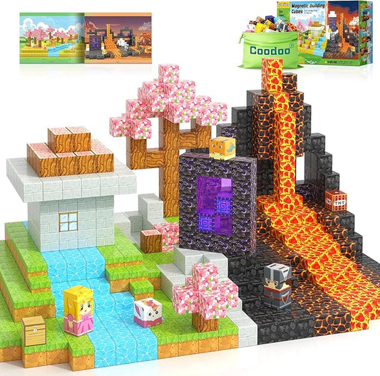 Magnetic Blocks - Build Mine Magnet World Magic Portal Set, Magnetic Tiles Building Blocks Toddler Toys STEM Sensory Outdoor Toys for 3+ Year Old Boys & Girls, Creative Kids Games Kids Toys 84PCS