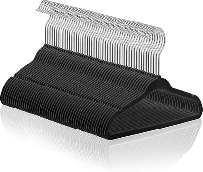 Casafield 50 Velvet Baby Hangers - 11" Size for Infant & Toddler Clothes - Black