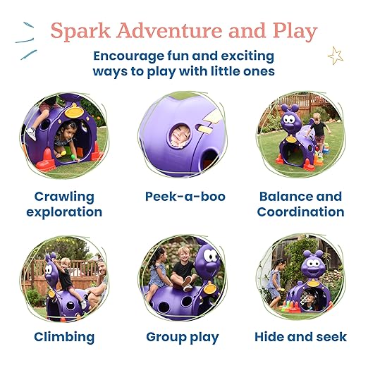 ECR4Kids ELR-12511 Indoor/Outdoor Peek-A-Boo Caterpillar Climbing Play Structure for Kids, Purple