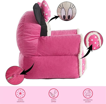 Idea Nuova Minnie Mouse Figural Sherpa Trim Bean Bag Chair, Small, Pink