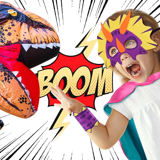 iROLEWIN Dinosaur-Costume for Kids Dragon Cape Mask as Boys Girls Dino Dress-Up Clothes for Play Toys Birthday Party Gifts