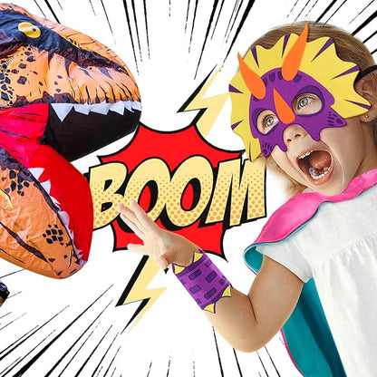 iROLEWIN Dinosaur-Costume for Kids Dragon Cape Mask as Boys Girls Dino Dress-Up Clothes for Play Toys Birthday Party Gifts
